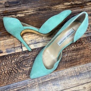 CHINESE LAUNDRY SUEDED HIGH HEELS 4.25” HEELS MINT GREEN POINTED TOE